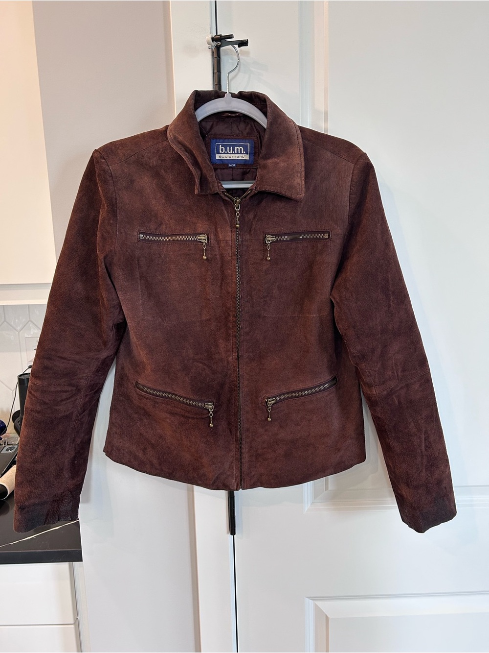 Vintage B.U.M. Equipment Brown Genuine Suede Leather Jacket Retro Western Grunge